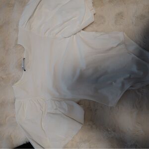 Zara White Puff Sleeve Bodysuit